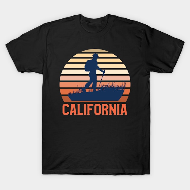 California Sunset, Orange and Blue Sun, Gift for sunset lovers T-shirt, Camping, Camper with a Stick T-Shirt by AbsurdStore